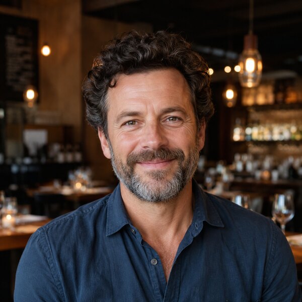 Illustratives Portrait eines Gastronomen