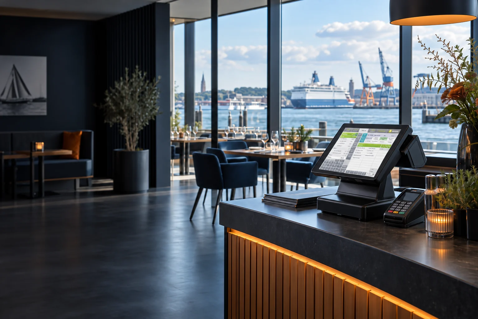 Kassensystem in einer Gastronomie am Kieler Hafen